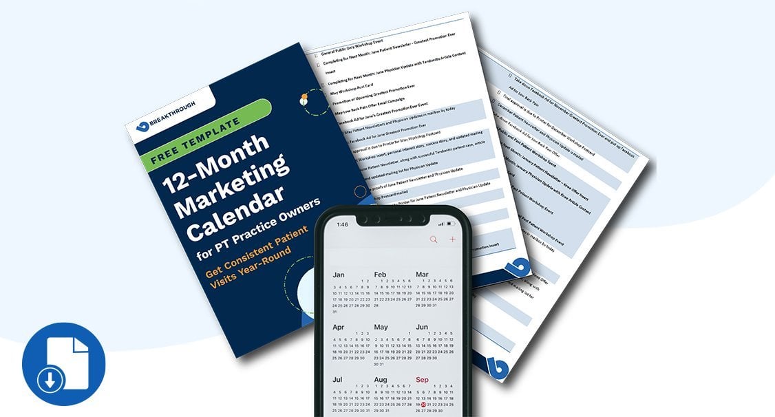 12-month marketing calendar for physical therapy practice owners
